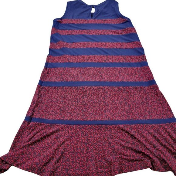 Michael Kors Dress Womens 0X Blue Red Paisley Paneled Shift Sleeveless Tags - Picture 8 of 8